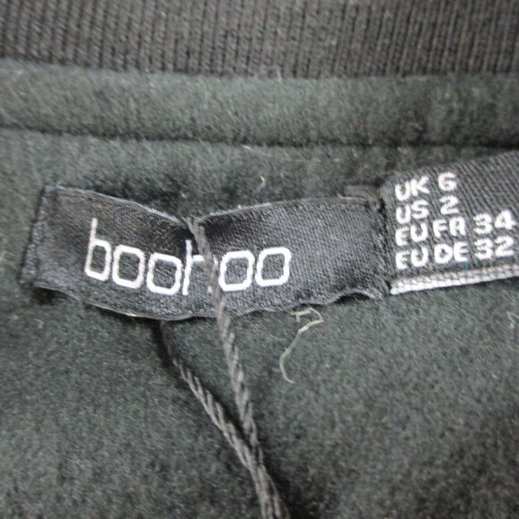 Boohoo PU Sleeve Oversized Varsity Jacket Womens US 2 UK 6 Black Green NWT NEW - Picture 7 of 9